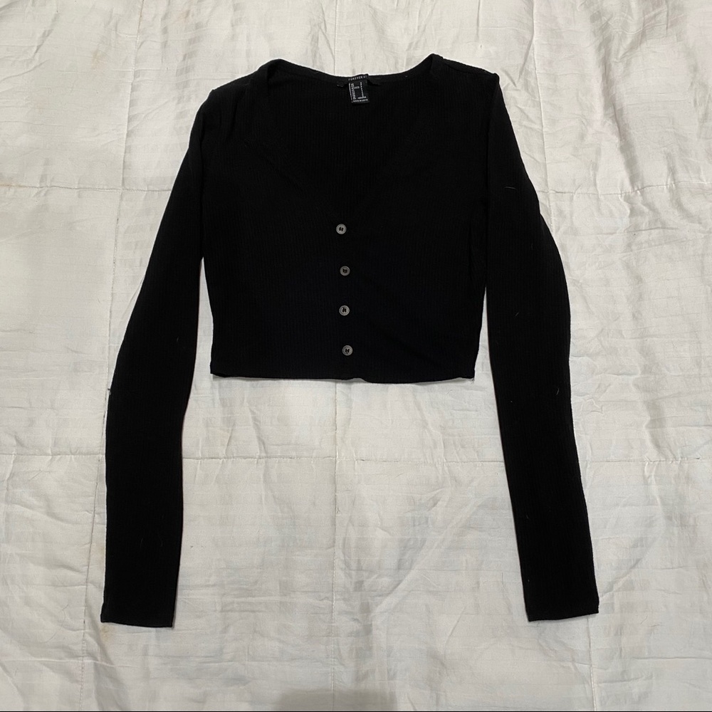 FOREVER 21 Cropped V-Neck Sweater